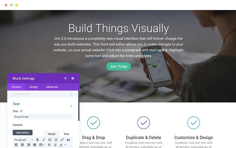 Divi Visual Builder Screenshot from Elegant Themes