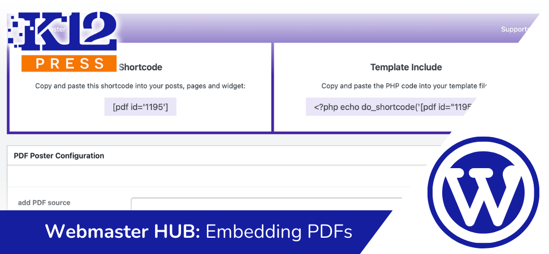 K12Press Webmaster HUB:  A Video Tutorial on PDF Embedding with PDF Poster