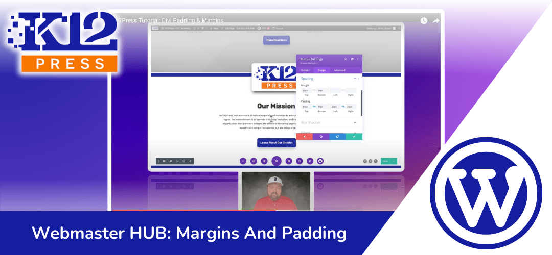 K12Press Webmaster HUB: Master Your School Website Padding & Margins